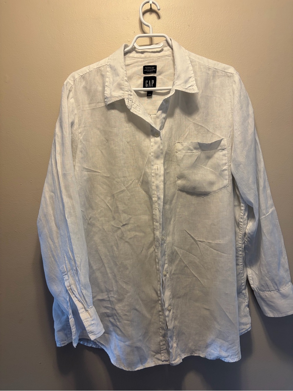 GAP Boyfriend Shirt 100% Linen White Large